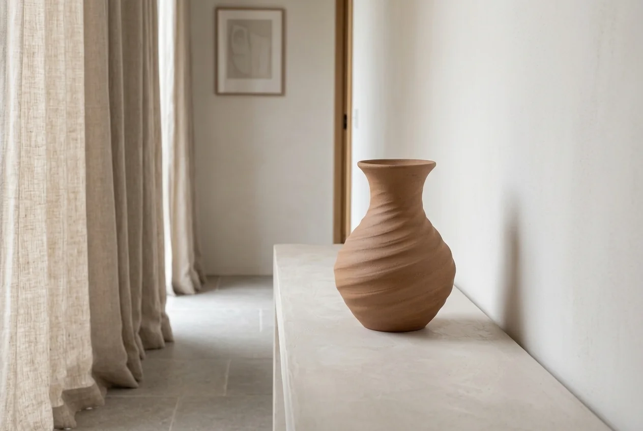 The same vase styled on a console table