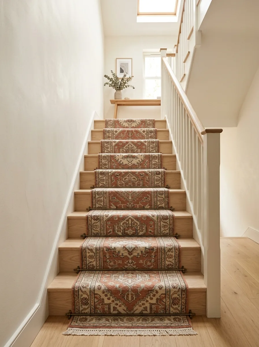 A runner rug shown on a staircase, one of the available shot types