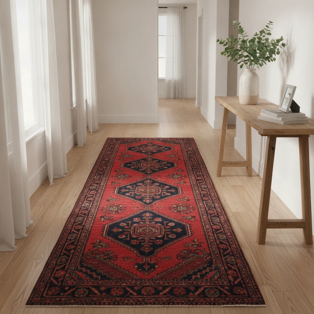 A runner rug in a hallway